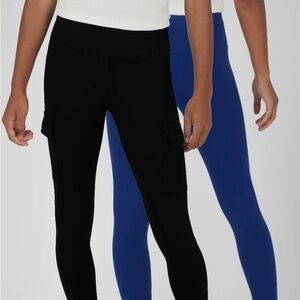 90 Degree By Reflex Kids Leggings in Black and Blue size 10 girls